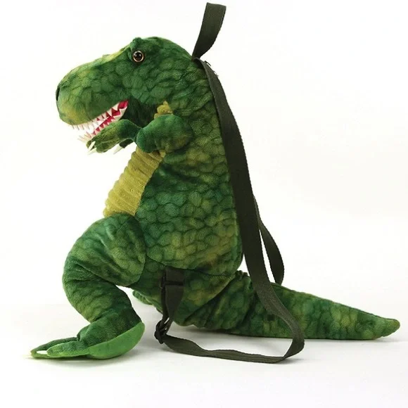 Restocked! Kids Gift Green Dinosaur Plush T-Rex Back Pack - Picture 2 of 4